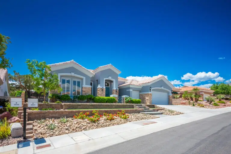 Aristocrat Floor Plan in Sun City Summerlin front exterior with desert landscaping