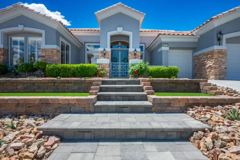 Aristocrat Floor Plan in Sun City Summerlin front exterior with desert landscaping