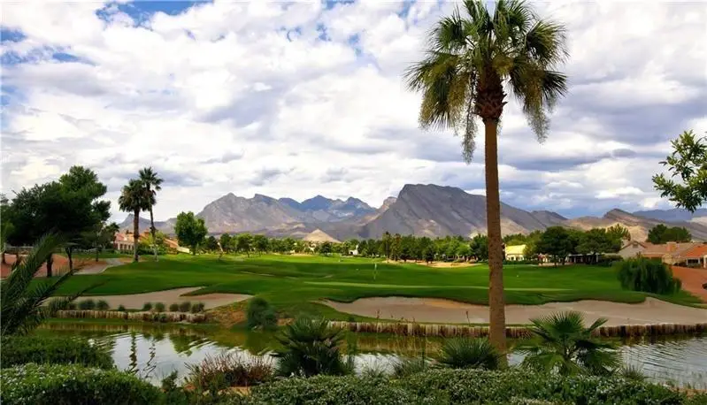 Sun City Summerlin Golf Course with Palm and Mountains